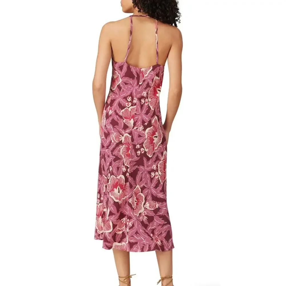 Equipment Pink Silk Midi Slip Dress Size 14 Hawaiian Vacation Designer $425 - Picture 3 of 10